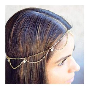 Bohemian Pearl Tassel Head Chain Pendant Bridal Wedding Hair Accessories